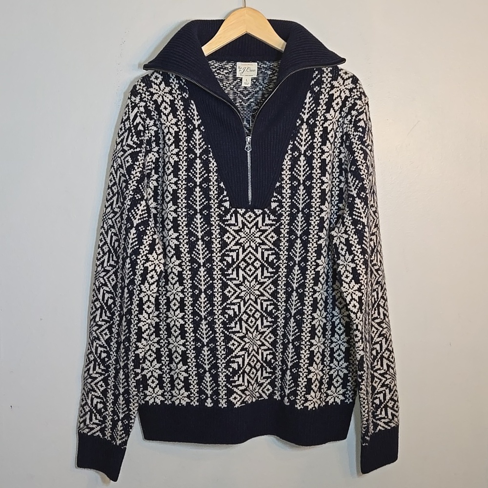 J. Crew Fair Isle Lambswool Half-Zip Pullover Turtleneck Knit Sweater NWOT - Picture 4 of 14